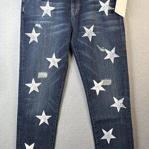 NWT‎ Current Elliott Jeans Womens Size 28 The Fling Loved White Stars Distressed